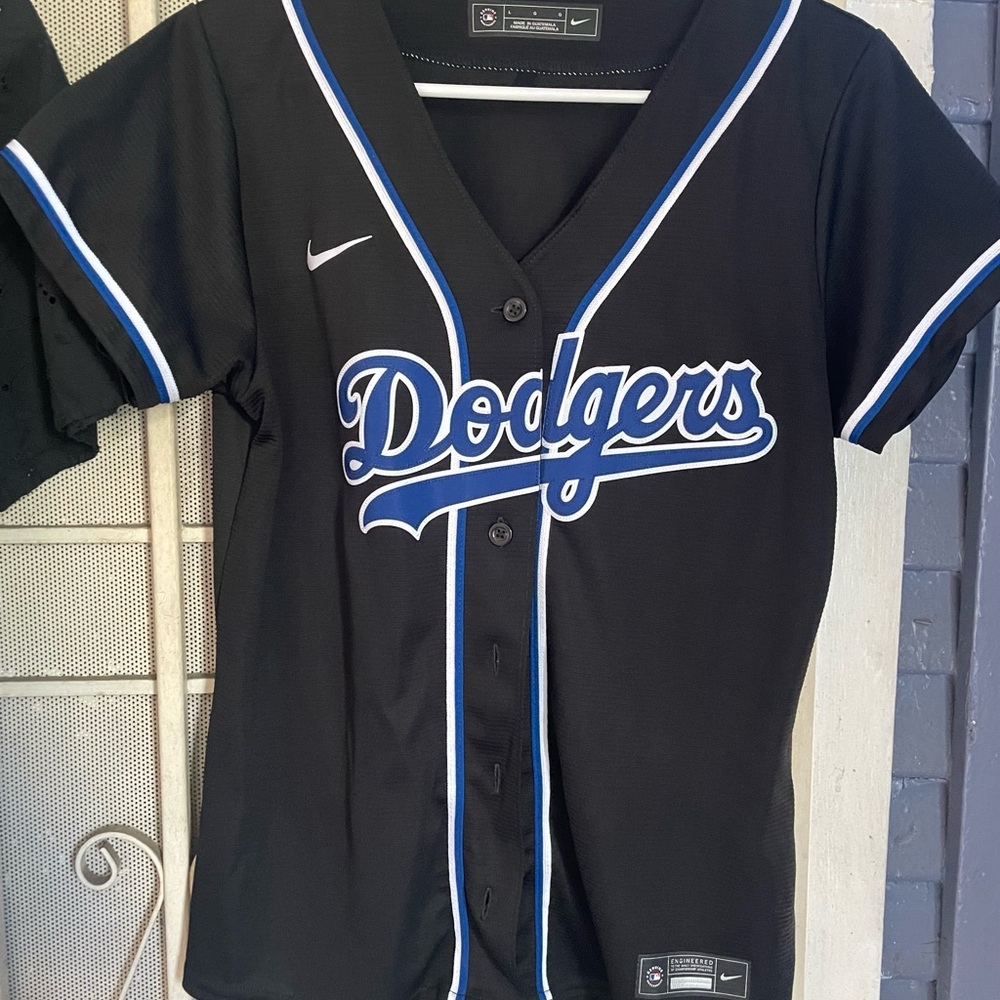 Nike Black Jersey with Blue and White Stripes